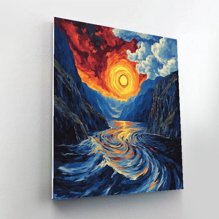 Edvard Munch Inspired Fjord Eclipse Over Trembling Cliffs painting number kit