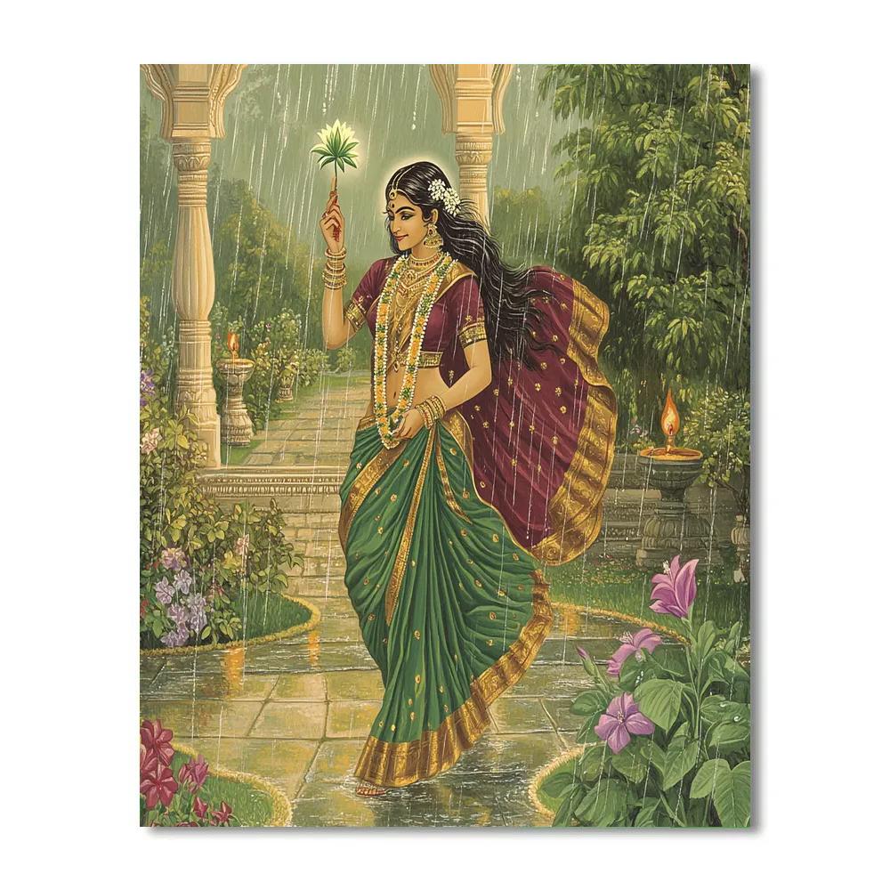 Parvati Sacred Garden In Monsoon Bloom Numbered painting kits