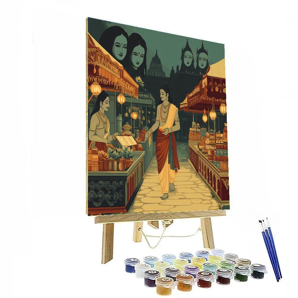 Brahma Night Market Of Sacred Scrolls painting number kit