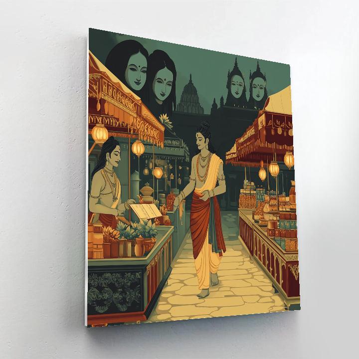 Brahma Night Market Of Sacred Scrolls painting number kit