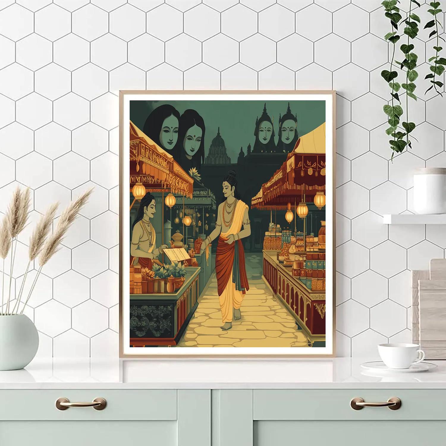 Brahma Night Market Of Sacred Scrolls painting number kit