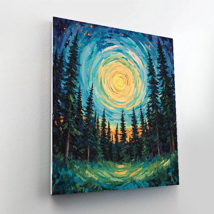 Edvard Munch Inspired Aurora Spiral Above Whispering Pines Numbered painting kits