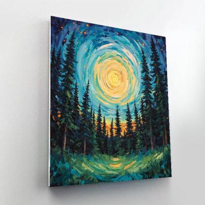 Edvard Munch Inspired Aurora Spiral Above Whispering Pines Numbered painting kits