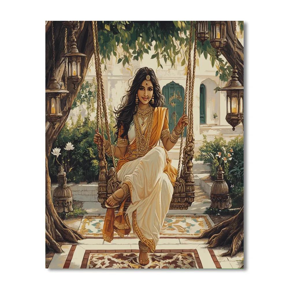 Celestial Swing Parvati Under Banyan Canopy paint by numbers