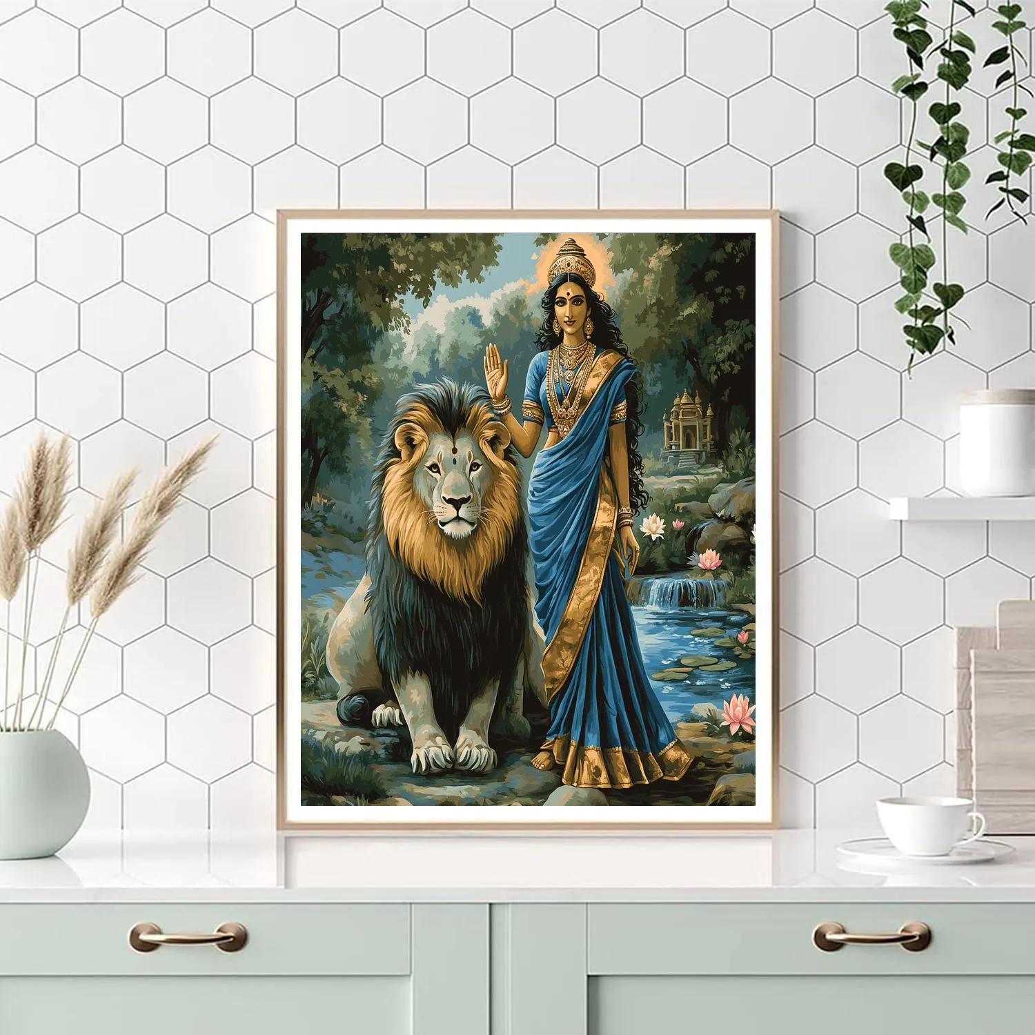 Parvati And The Lion Of Gentle Courage Painting by numbers kit