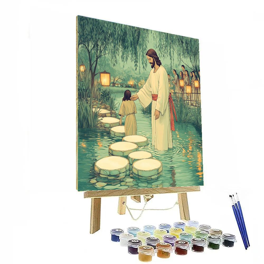 Jesus At The River Of Bright Stones painting number kit