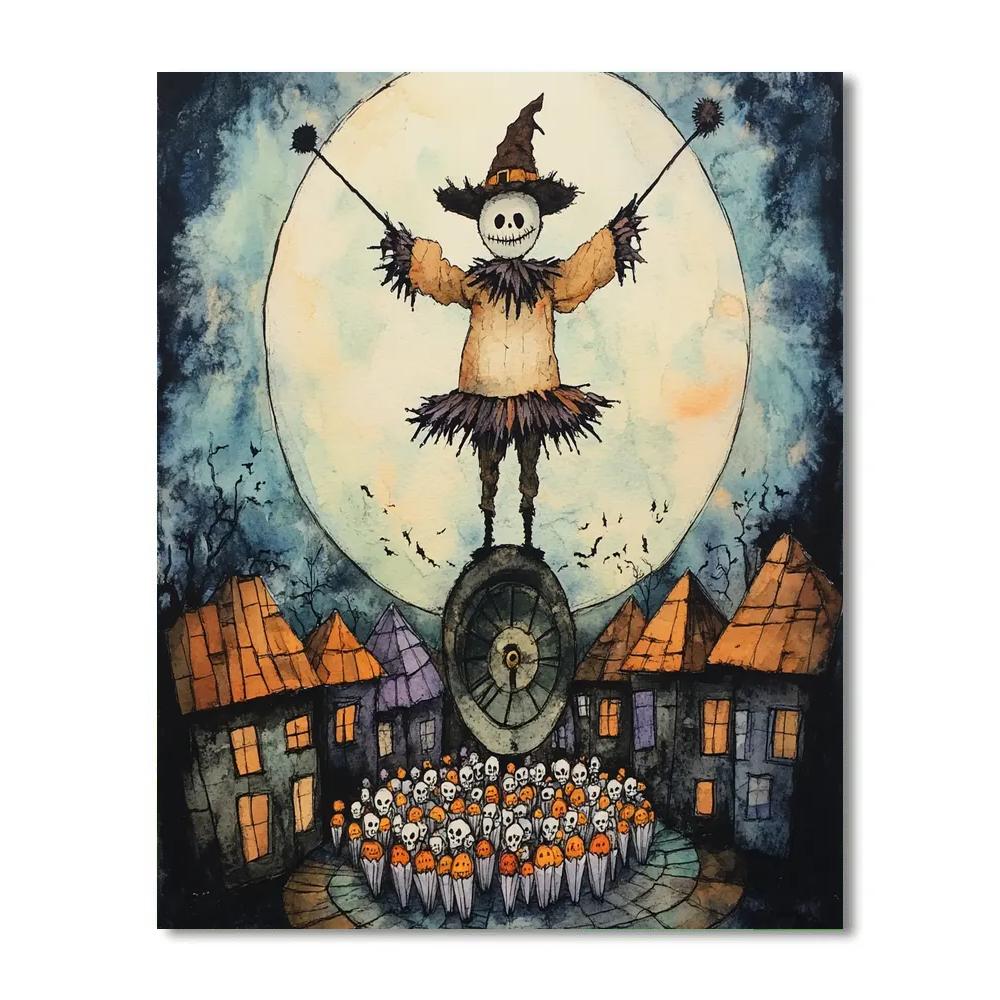Clocktower With Spooky Marionette Parade paint by numbers