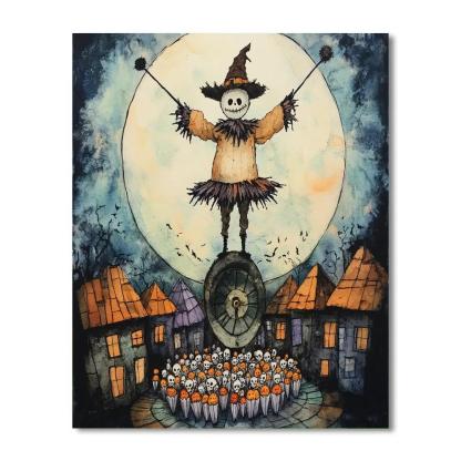 Clocktower With Spooky Marionette Parade paint by numbers