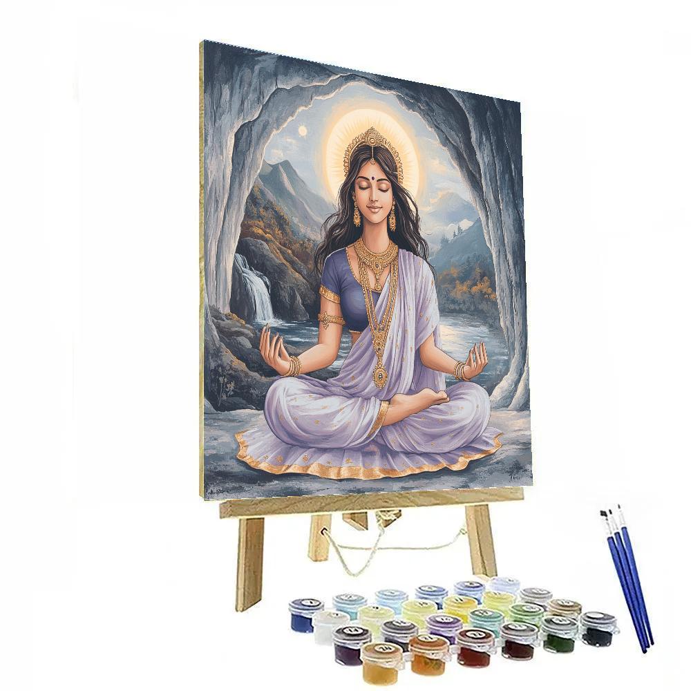 Moonlit Meditation Parvati In Silver Cave paint by numbers