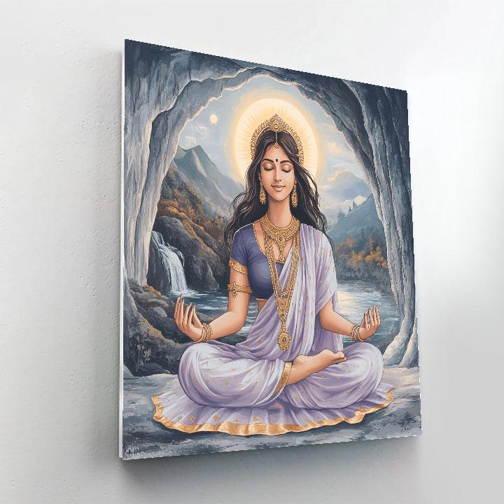 Moonlit Meditation Parvati In Silver Cave paint by numbers