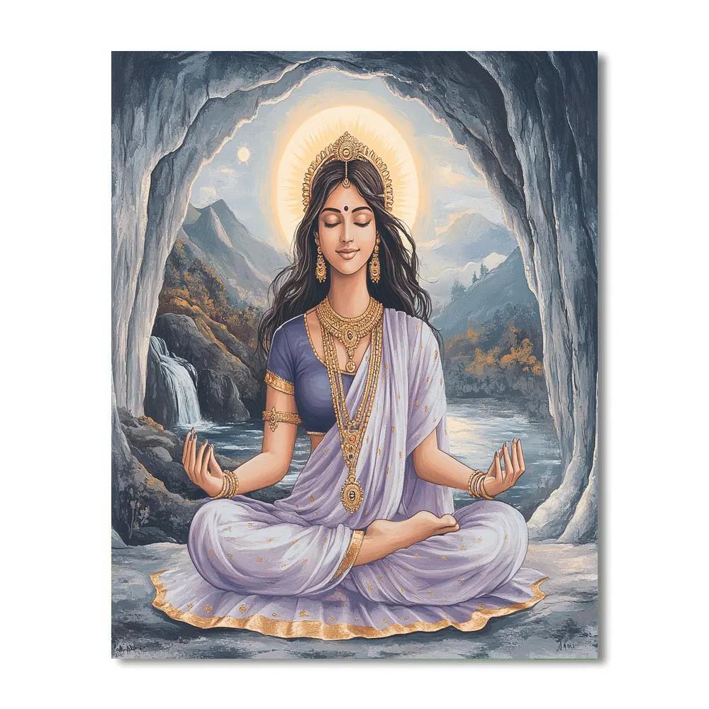 Moonlit Meditation Parvati In Silver Cave paint by numbers