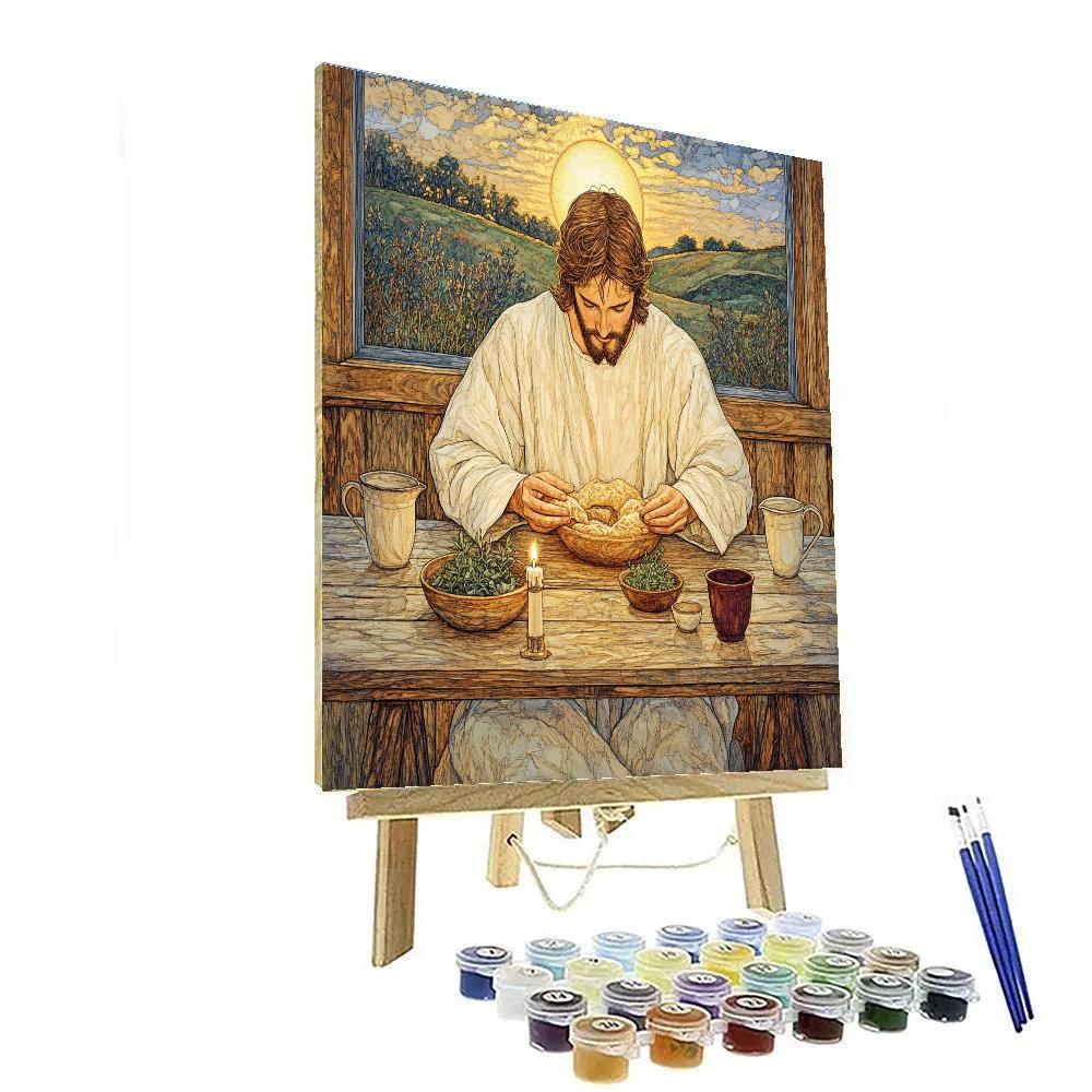Candlelit Meal, Table With Jesus In The Middle paint by color