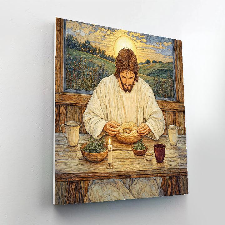 Candlelit Meal, Table With Jesus In The Middle paint by color