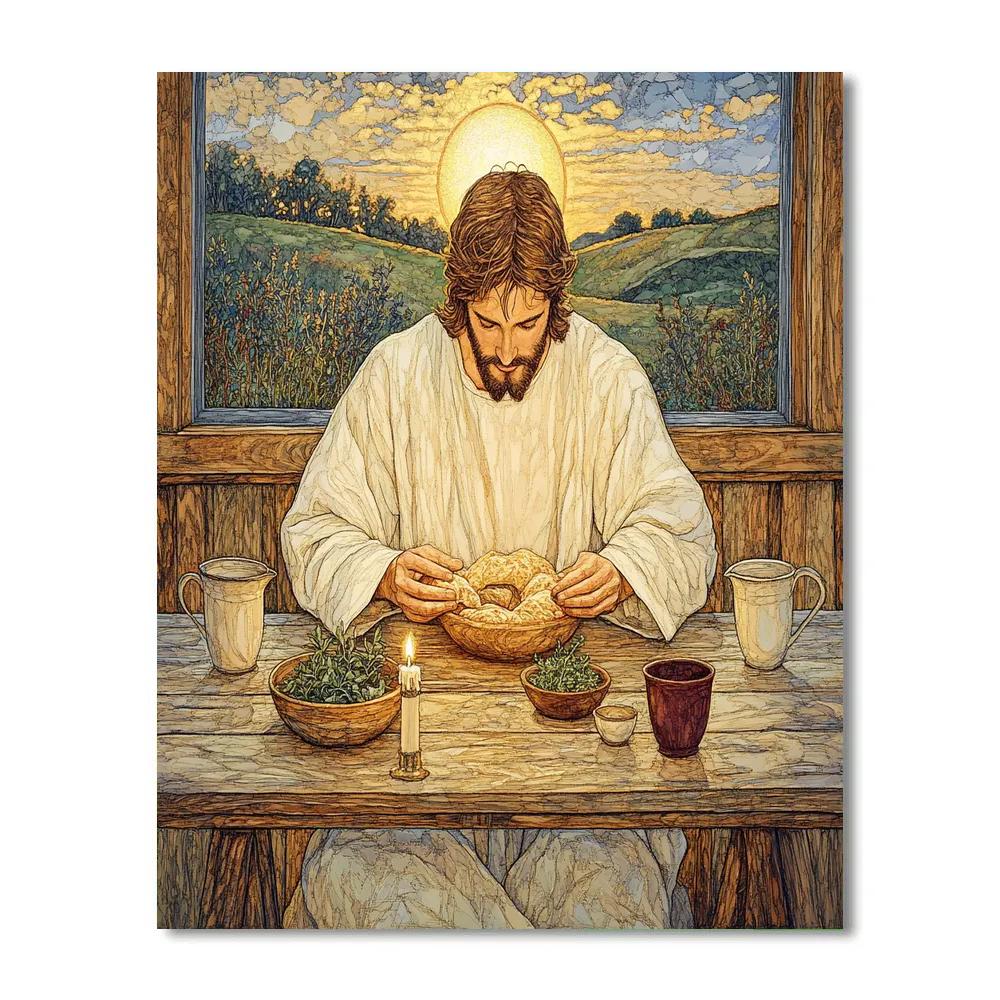 Candlelit Meal, Table With Jesus In The Middle paint by color
