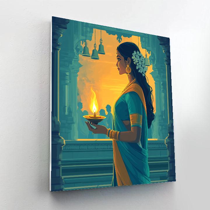 Temple Stairway Parvati At Evening Aarti Painting by numbers kit
