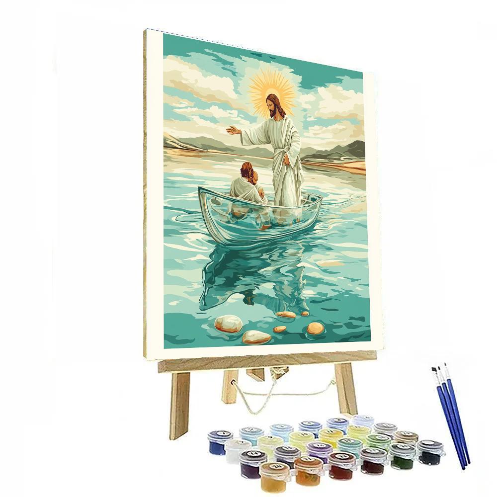 Jesus Glassboat On The Sea Of Quiet Light paint by number