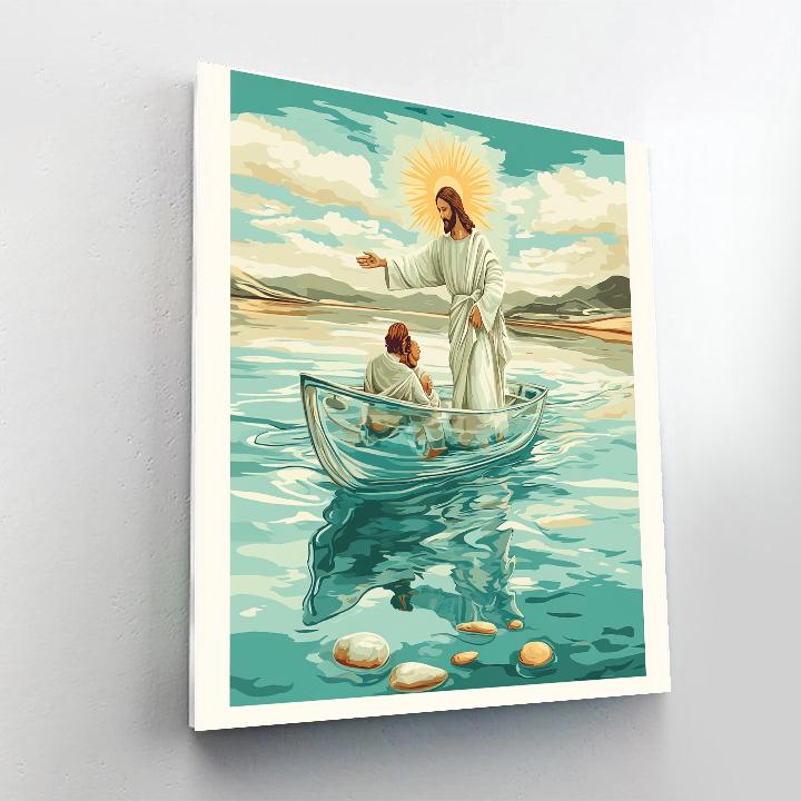 Jesus Glassboat On The Sea Of Quiet Light paint by number