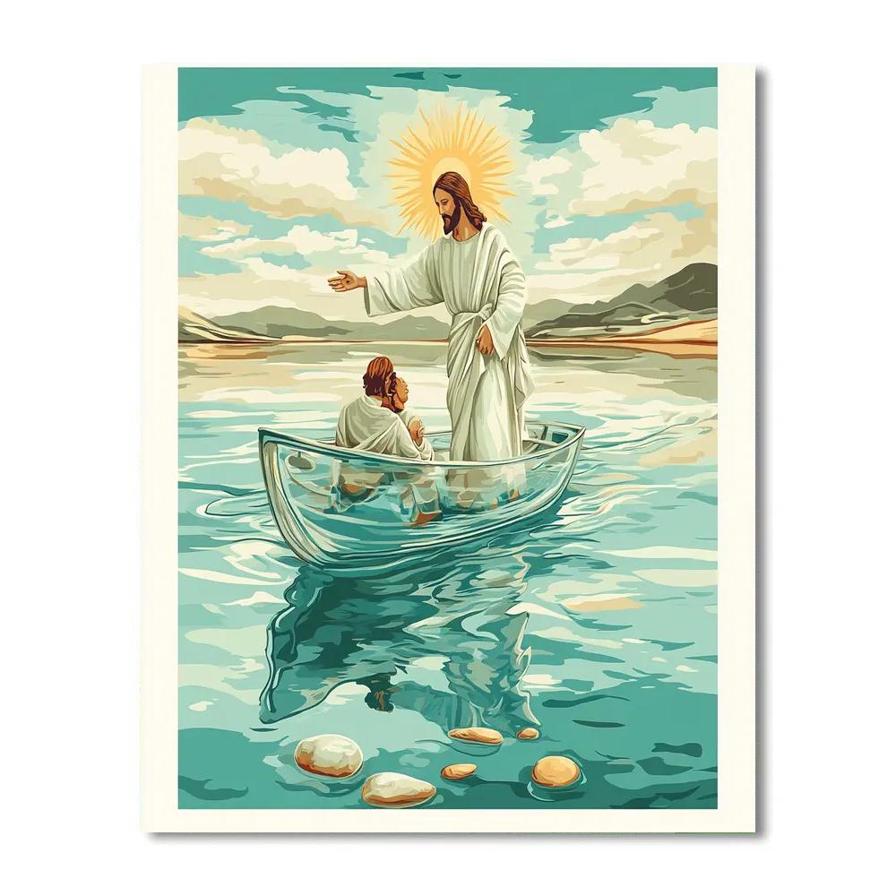 Jesus Glassboat On The Sea Of Quiet Light paint by number