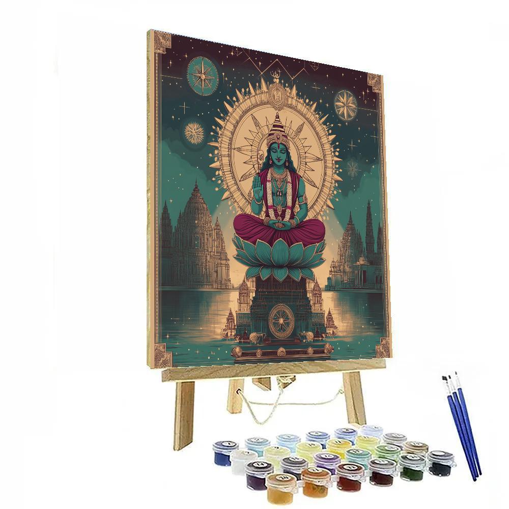Vishnu With The Orbital Lotus Compass Rose Number painting