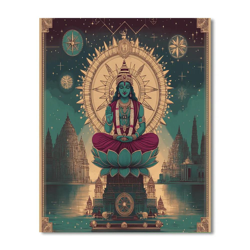 Vishnu With The Orbital Lotus Compass Rose Number painting