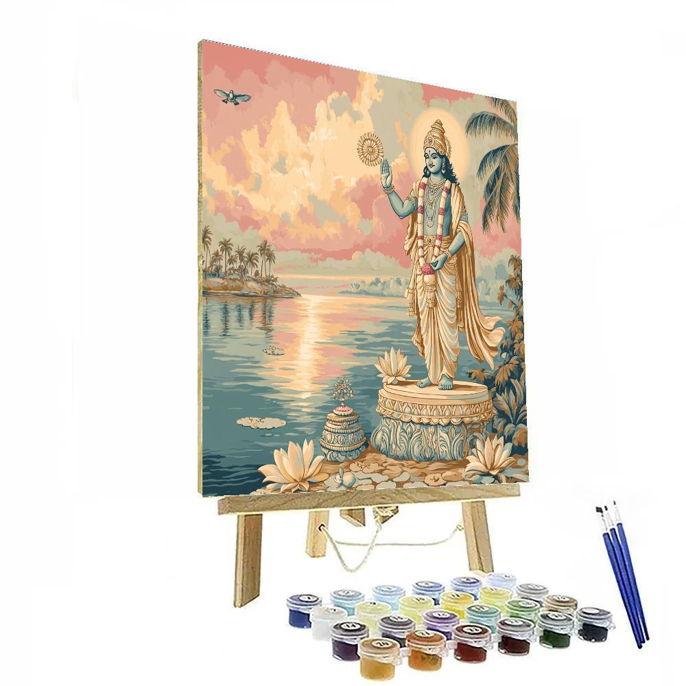 Vishnu Welcoming Dawn On The Island Of Lotuses painting number kit