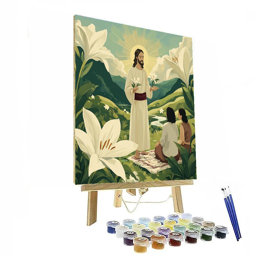 Jesus Among Sunlit Lilies Of The Valley Number painting