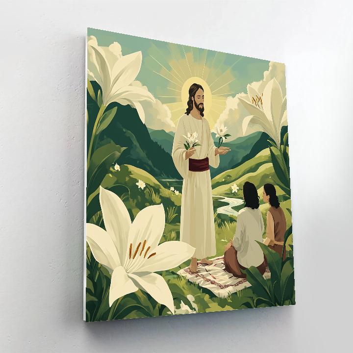 Jesus Among Sunlit Lilies Of The Valley Number painting