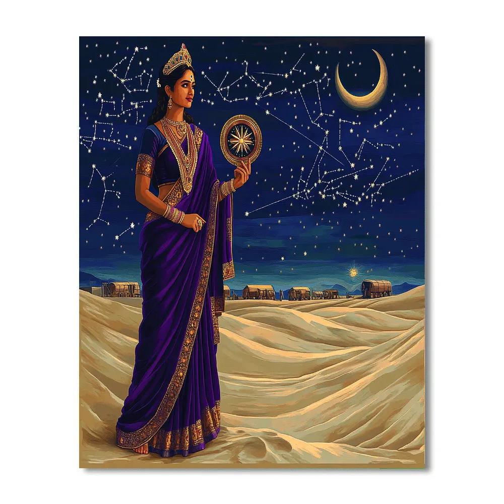 Parvati Star Compass Over Desert Night Painting by numbers kit