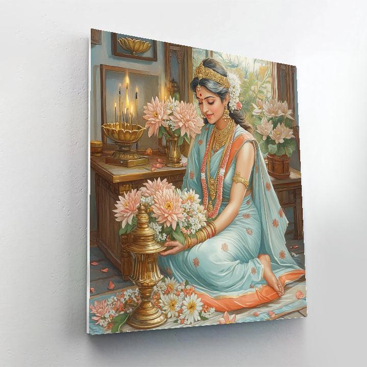 Parvati Home Shrine With Gentle Lamp Glow Numbered painting kits