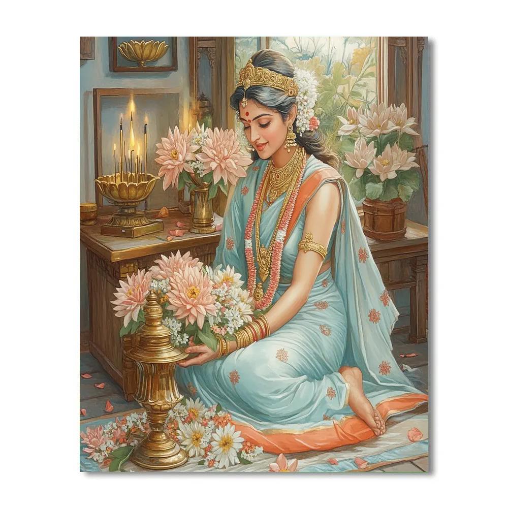 Parvati Home Shrine With Gentle Lamp Glow Numbered painting kits