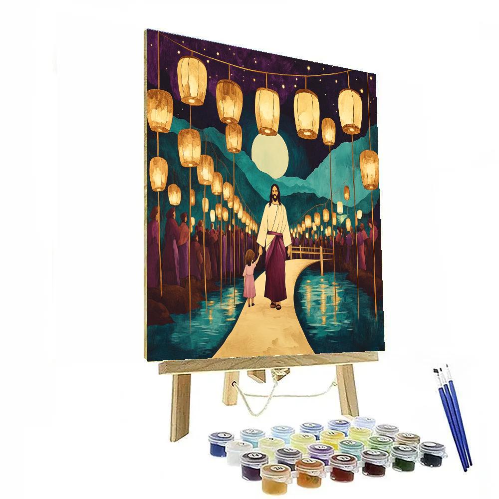 Festival Lantern Path, Jesus Of Radiant Peace DIY paint by numbers