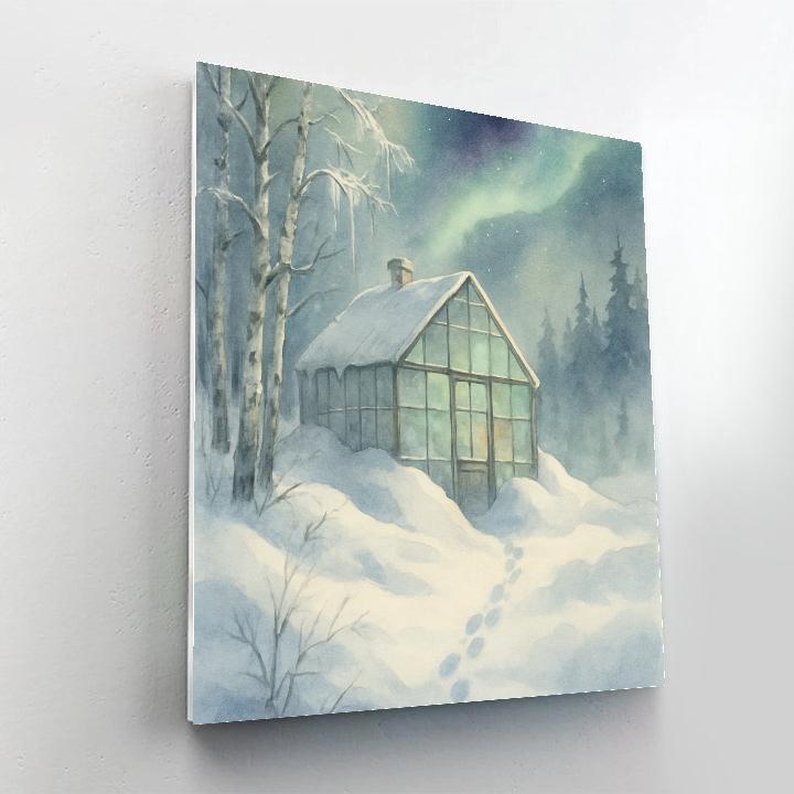 Aurora Over The Snowbound Glasshouse Numbered painting kits