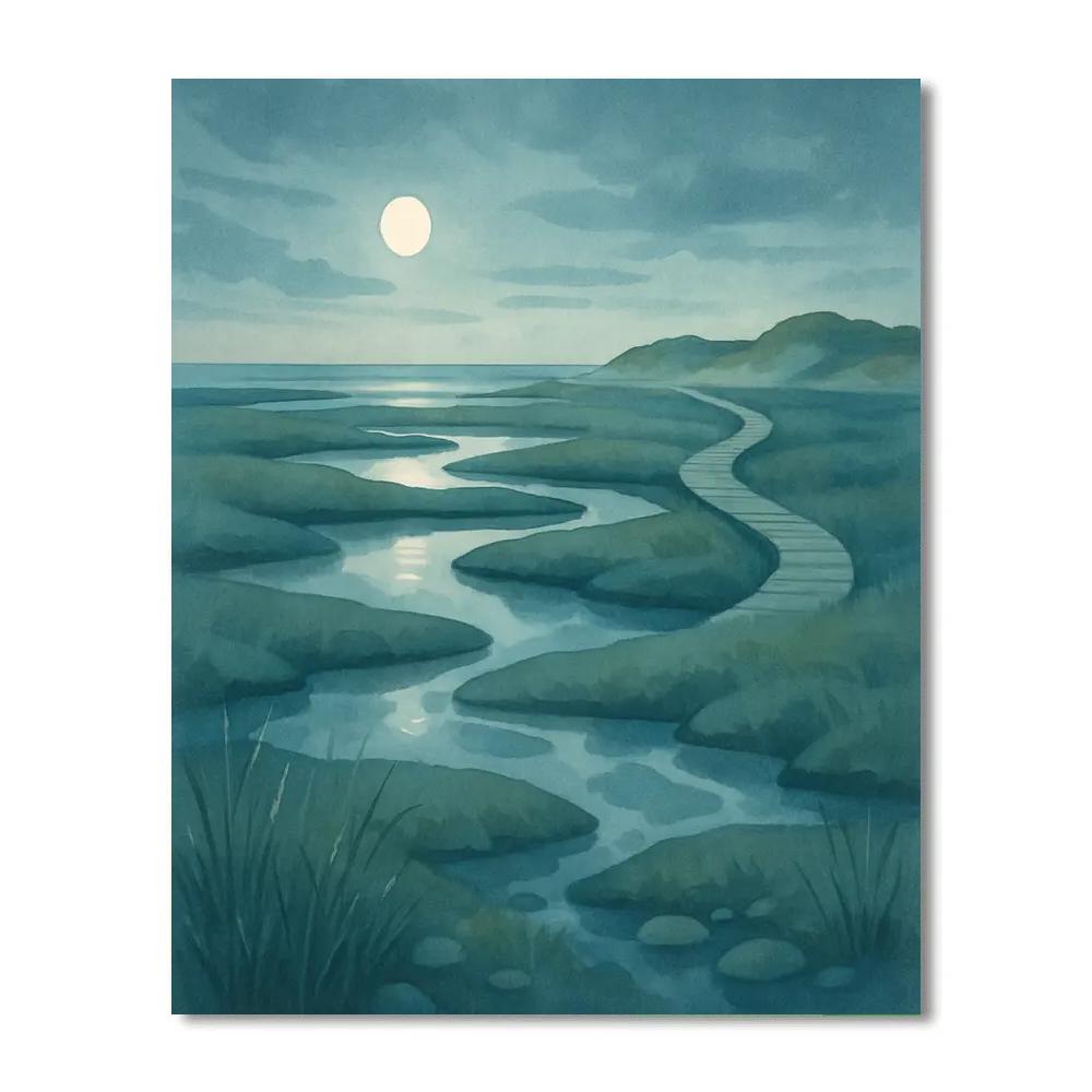Moonlit Saltmarsh Serenity paint by color