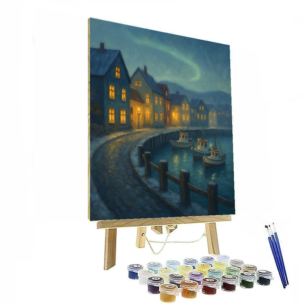 Aurora Harbor Quiet In Reykjavik Paint by numbers art