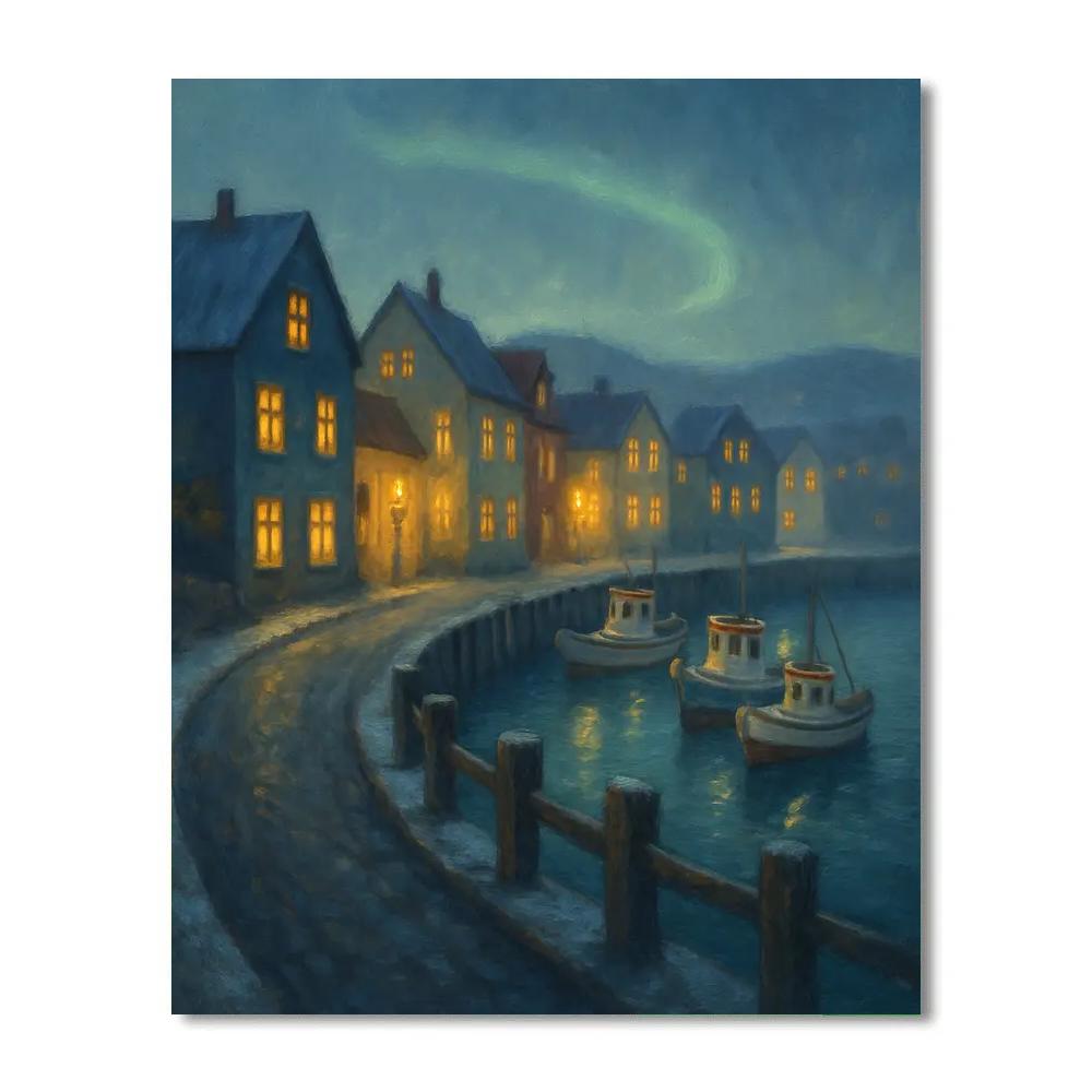 Aurora Harbor Quiet In Reykjavik Paint by numbers art