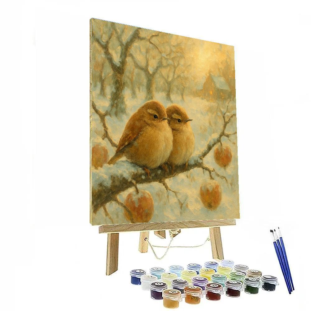 Hearthlight Wrens In The Winter Orchard paint by numbers