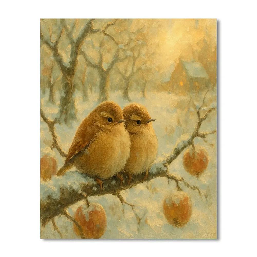 Hearthlight Wrens In The Winter Orchard paint by numbers