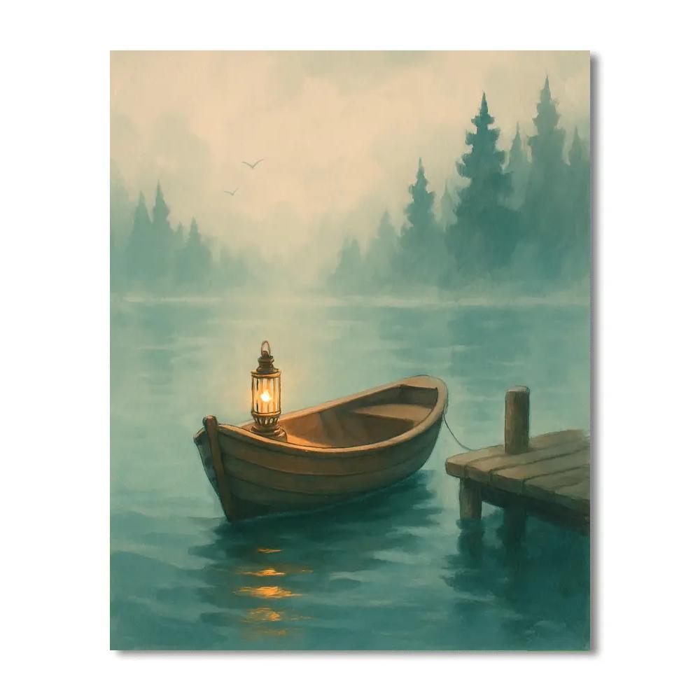 Lantern Drift On Whisper Lake paint by color