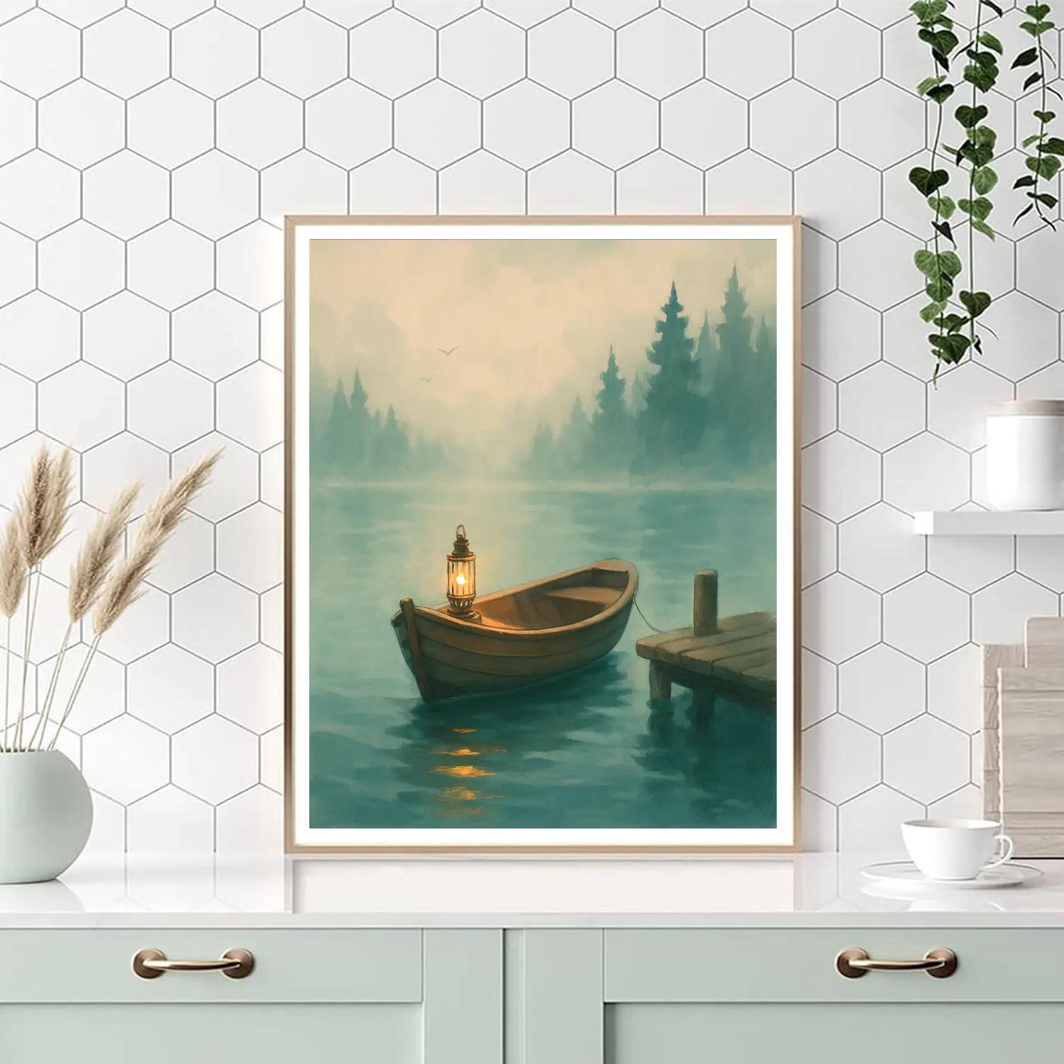 Lantern Drift On Whisper Lake paint by color