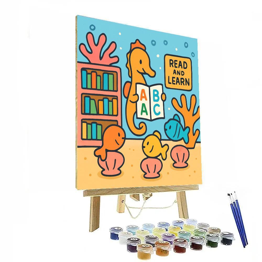 Coral Library And The Alphabet Seahorse DIY paint by numbers