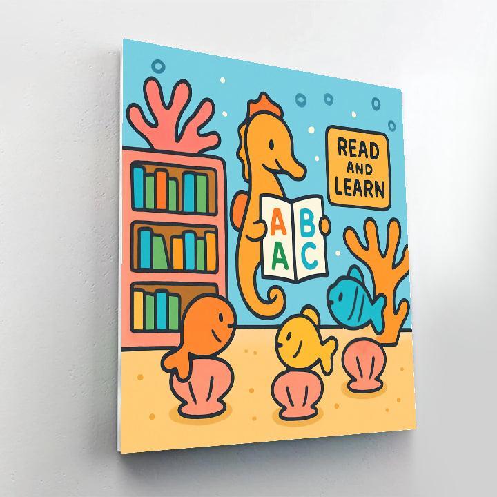 Coral Library And The Alphabet Seahorse DIY paint by numbers