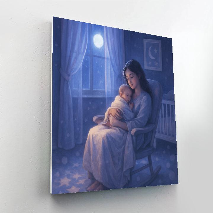 Midnight Lullaby In A Moonlit Nursery paint by color