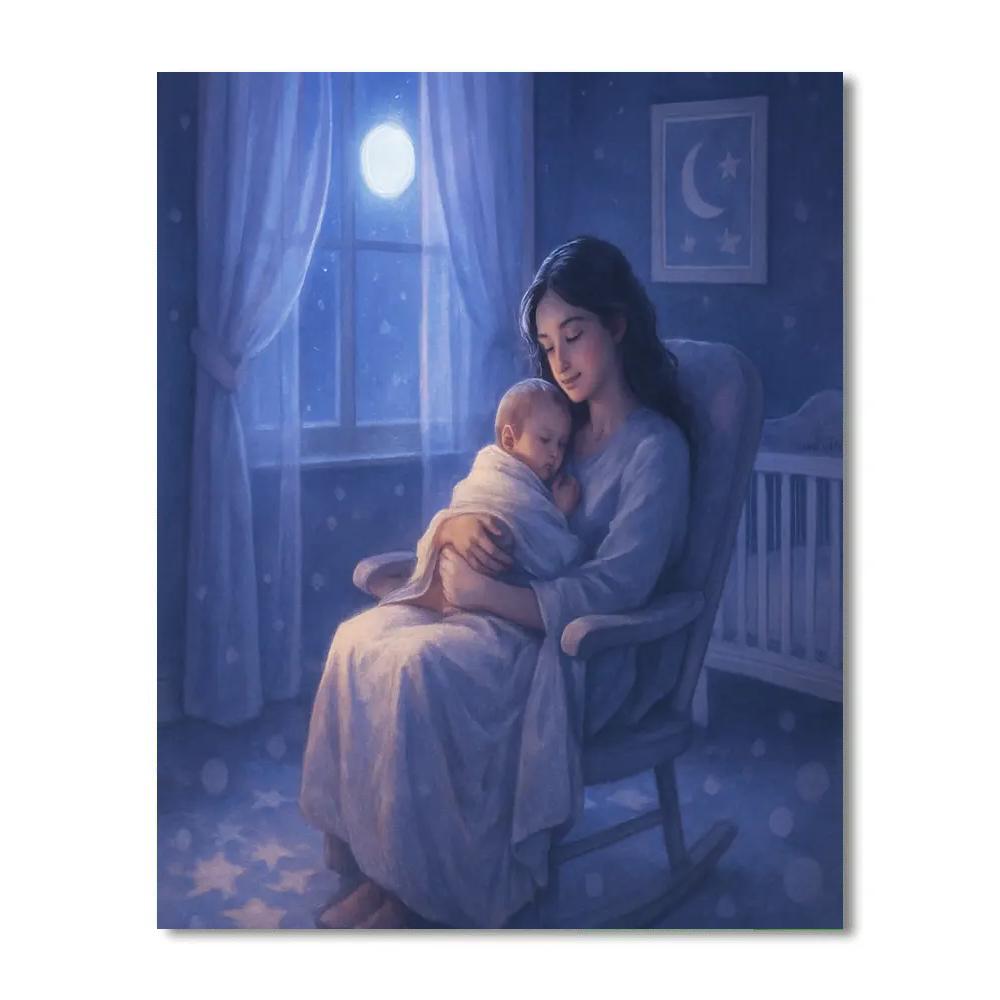Midnight Lullaby In A Moonlit Nursery paint by color