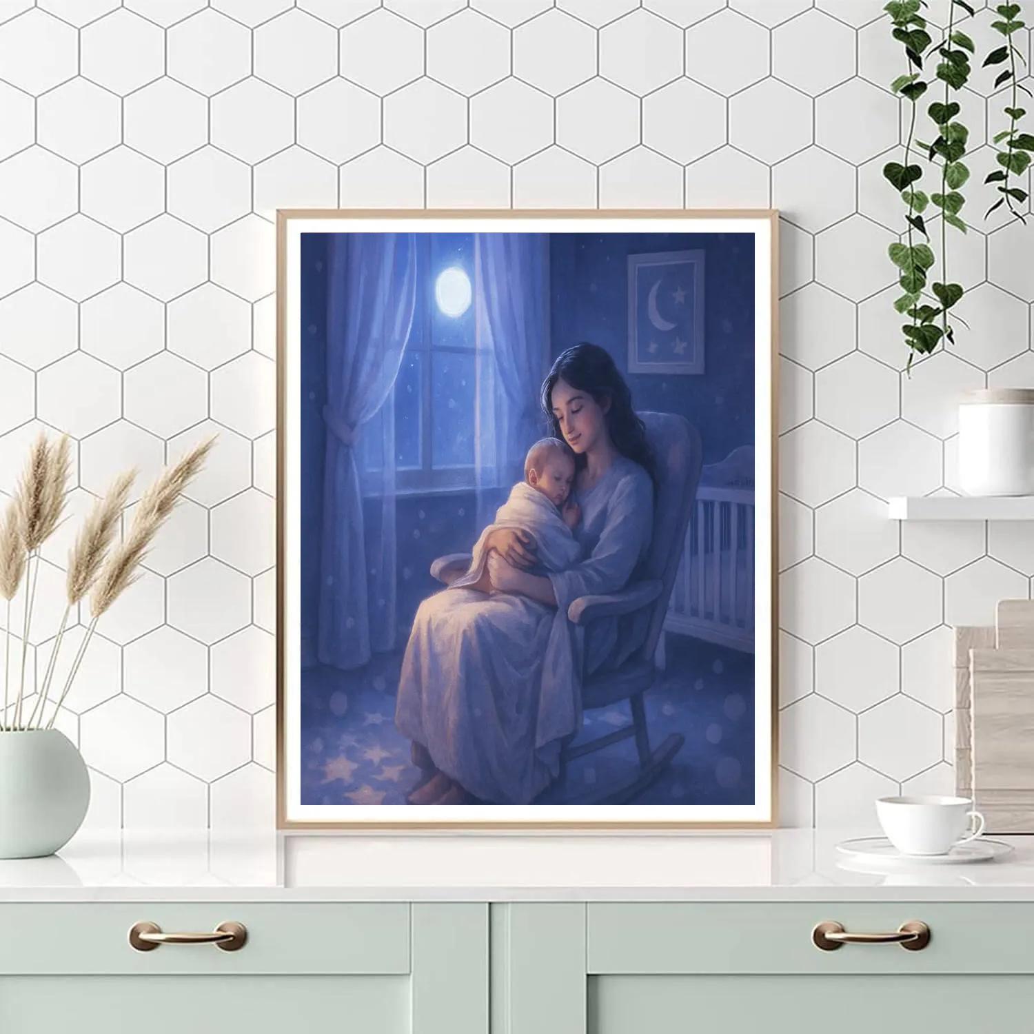 Midnight Lullaby In A Moonlit Nursery paint by color