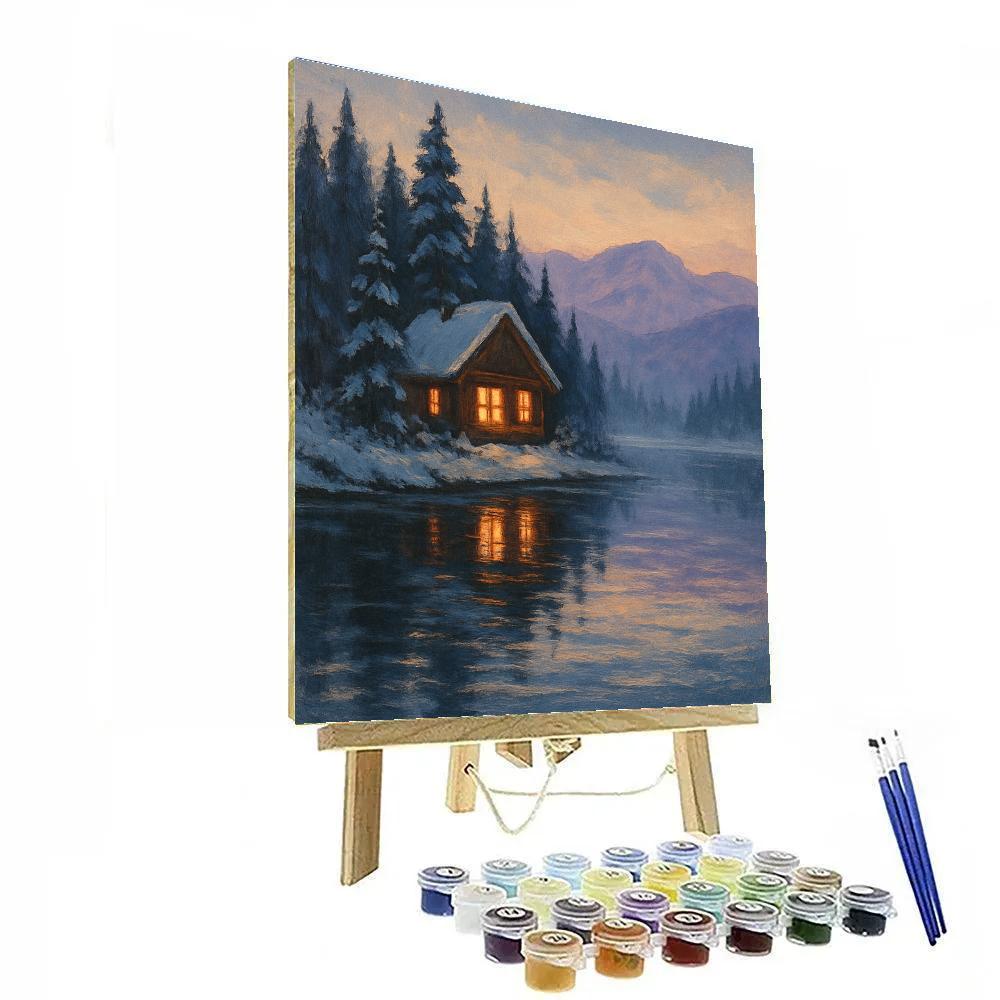 Alpine Hearth Cabin Reflections Paint by numbers art