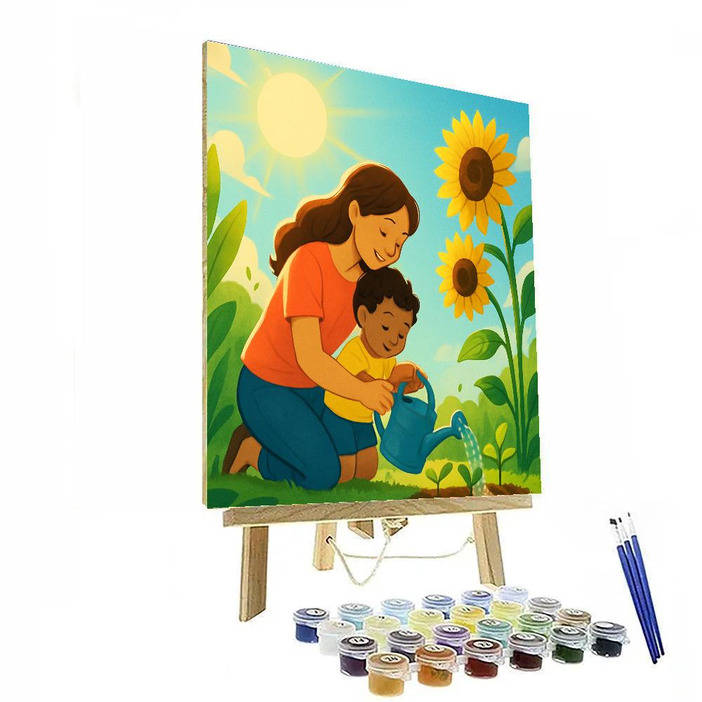 Garden Watering Lesson With Mom paint by number