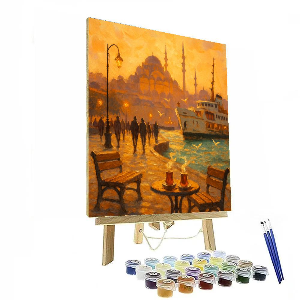 Istanbul Ferry Glow At Golden Hour Painting by numbers kit