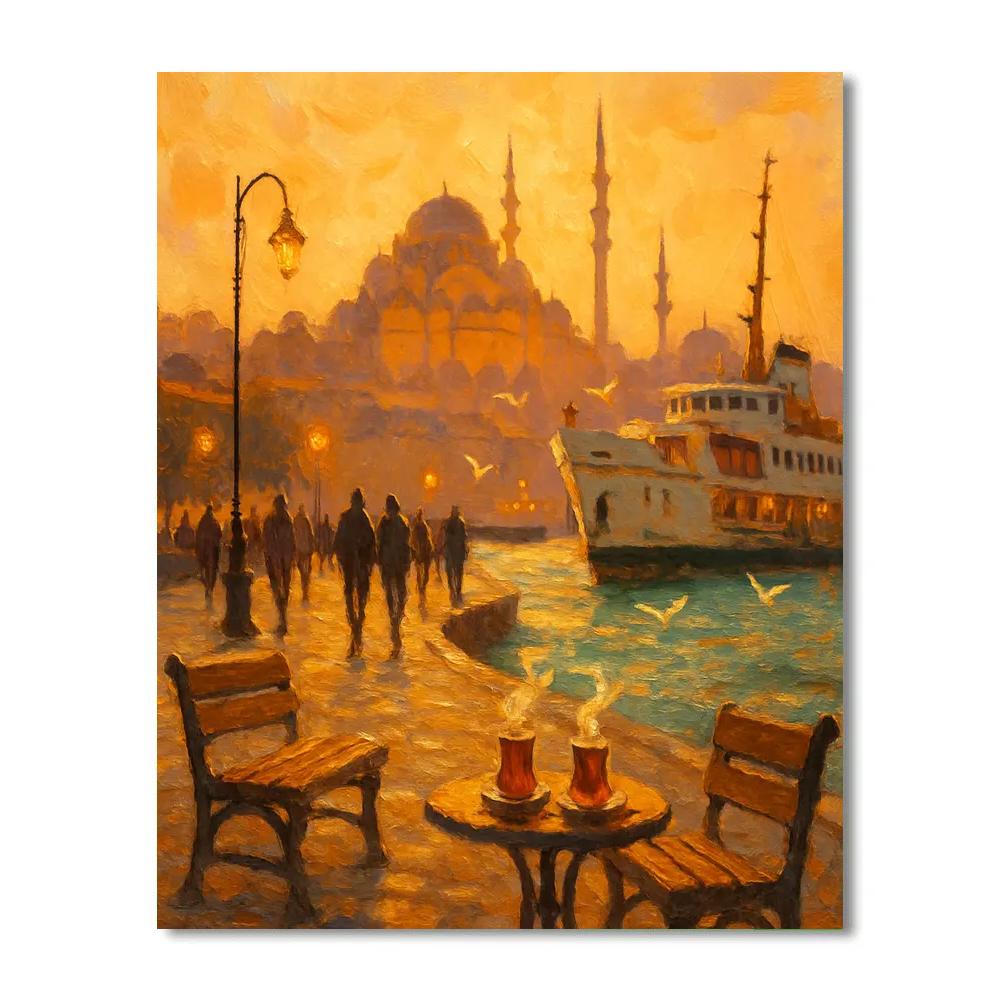 Istanbul Ferry Glow At Golden Hour Painting by numbers kit