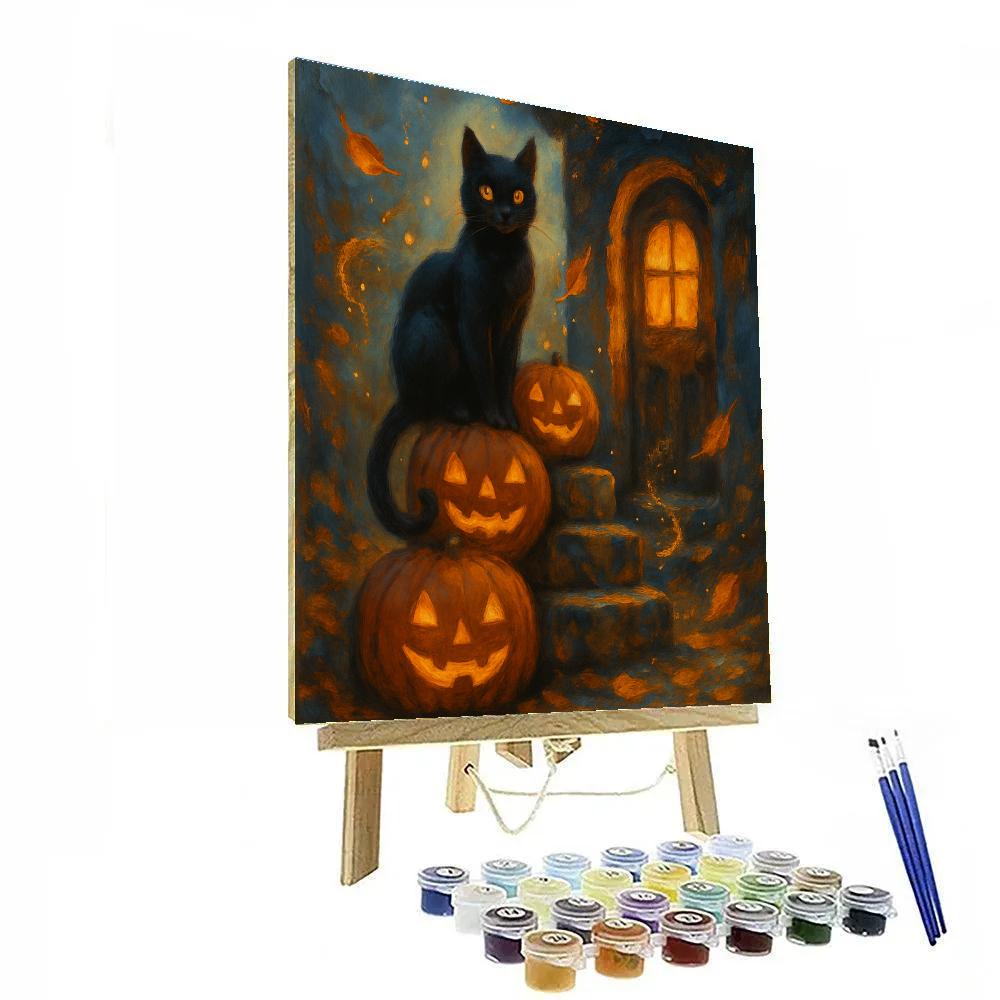 The Black Cat On The Ember Staircase DIY paint by numbers