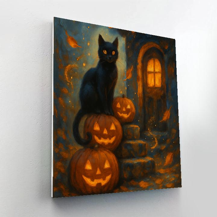 The Black Cat On The Ember Staircase DIY paint by numbers
